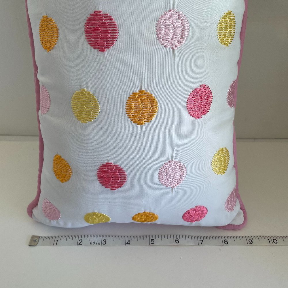 Decorative Lumbar Throw Pillow with Colorful Polka Dots & Piped Edges 18” x 10" - Picture 6 of 9